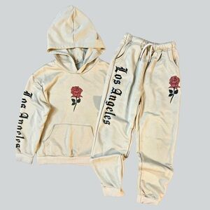 Shein Rose Print Sweat Outfit